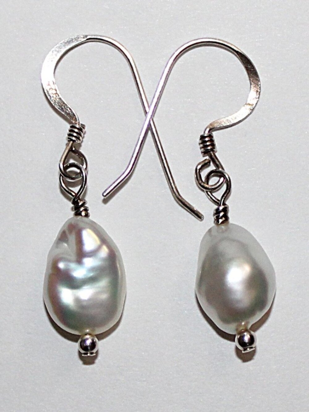 Sterling Silver Broque Pearl Drop Earrings